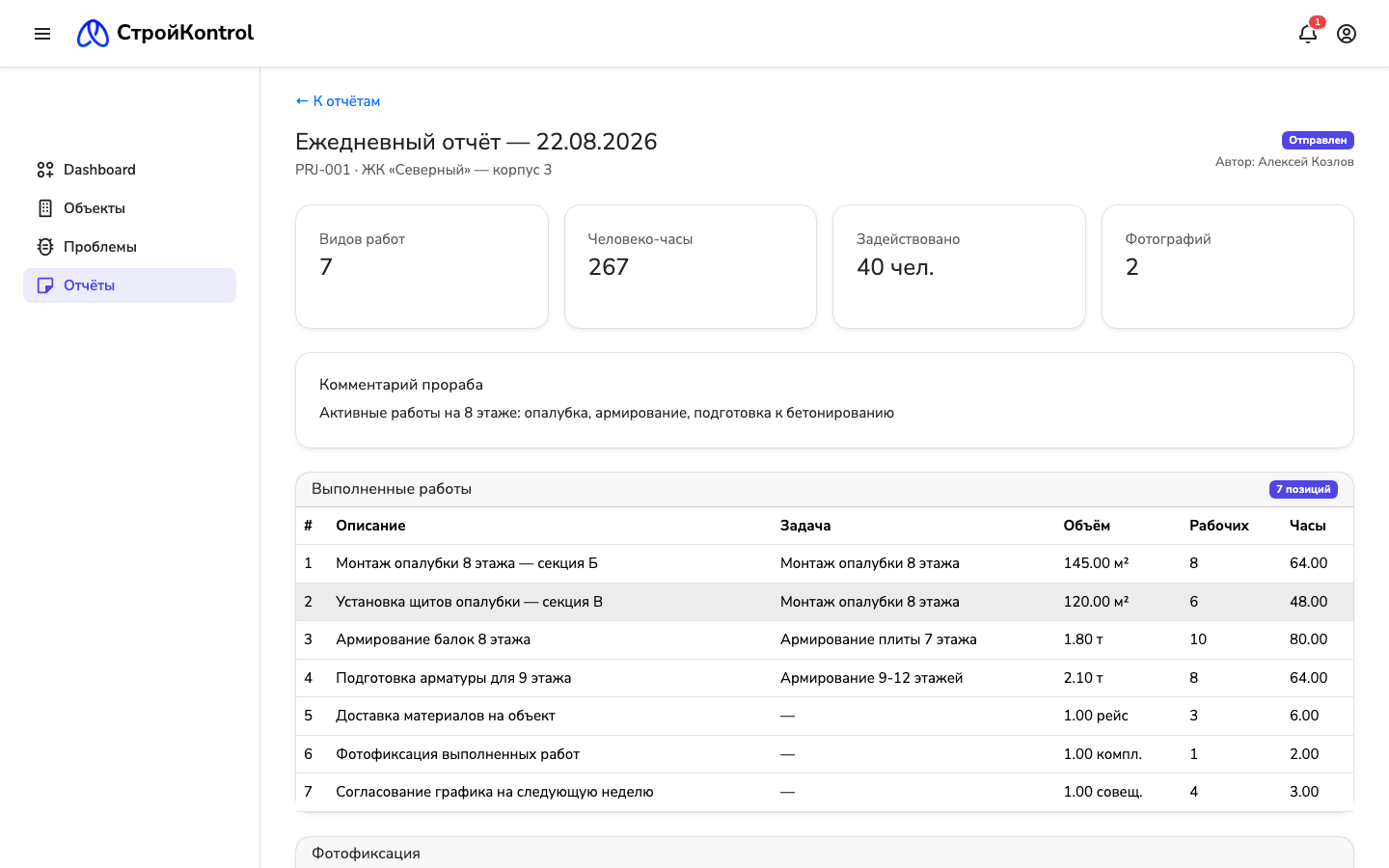Детализация отчёта